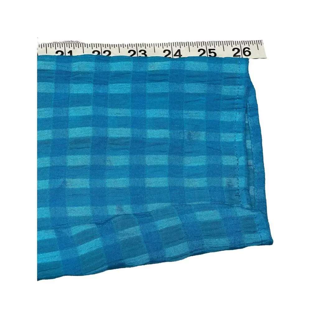 White Stag Blouse Women M (8-10) Blue Plaid Button-Up Side Sits Roll Tab Sleeve - Picture 7 of 8